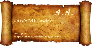 Aszódi Andor névjegykártya