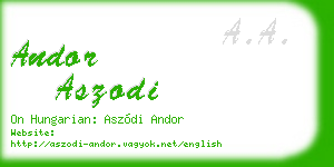 andor aszodi business card